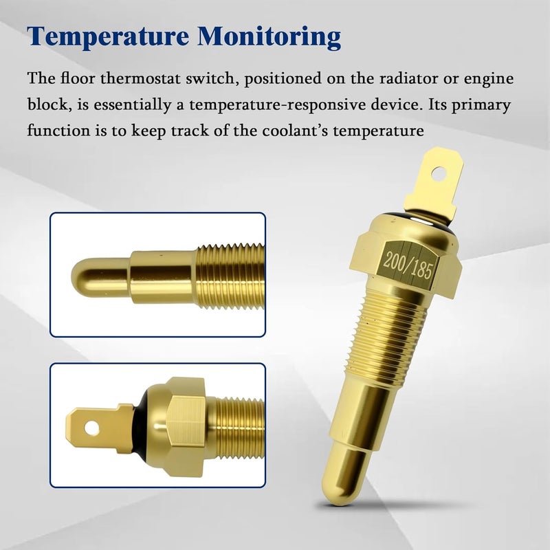 repustor Fan Thermostat Temperature Switch 1/8" NPT, 200'F On - 185'F Off, for Trucks Cars,Automotive Engine Electric Radiator Cooling Fan Temperature Switches Sensor - Image 3
